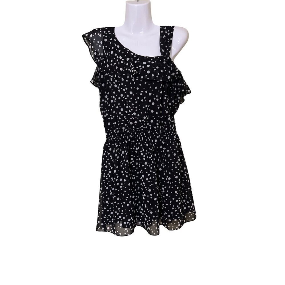 Guess Los‎ Angeles Black Polka Dot Dress Sz 8 Garden Brunch resort Vacation
